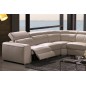 Canapé d'angle double relax en cuir de buffle italien de luxe 7/8 places MAXIRELAX, beige, angle gauche
