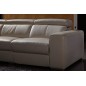Canapé d'angle double relax en cuir de buffle italien de luxe 7/8 places MAXIRELAX, beige, angle gauche