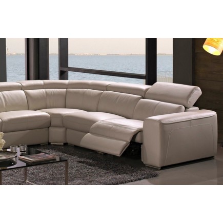 Canapé d'angle double relax en cuir de buffle italien de luxe 7/8 places MAXIRELAX, beige, angle droit