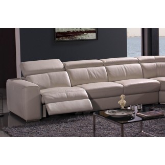 Canapé d'angle double relax en cuir de buffle italien de luxe 7/8 places MAXIRELAX, beige, angle droit