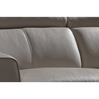 Canapé d'angle double relax en cuir de buffle italien de luxe 7/8 places MAXIRELAX, beige, angle droit