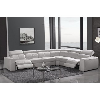 Canapé d'angle double relax en cuir de buffle italien de luxe 7/8 places MAXIRELAX, blanc, angle droit