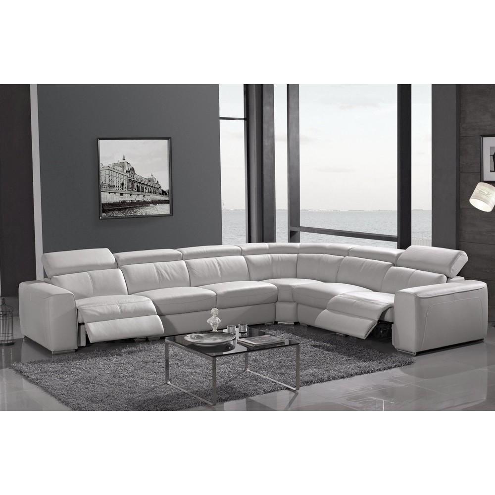 Canapé d'angle double relax en cuir de buffle italien de luxe 7/8 places MAXIRELAX, blanc, angle droit