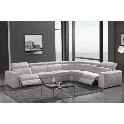 Canapé d'angle double relax en cuir de buffle italien de luxe 7/8 places MAXIRELAX, blanc, angle droit