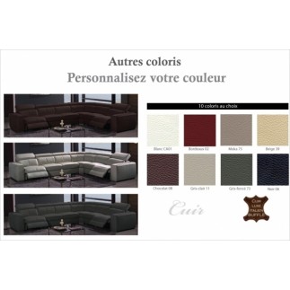 Canapé d'angle double relax en cuir de buffle italien de luxe 7/8 places MAXIRELAX, couleur personnalisée, angle droit