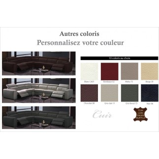 Canapé d'angle double relax en cuir de buffle italien de luxe 7/8 places MAXIRELAX, personnalisée, angle gauche
