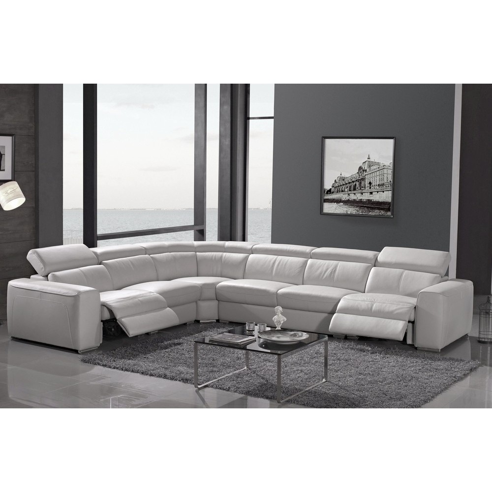 Canapé d'angle double relax cuir de buffle italien de luxe 7/8 places MAXIRELAX, blanc, angle gauche