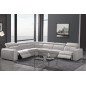 Canapé d'angle double relax cuir de buffle italien de luxe 7/8 places MAXIRELAX, blanc, angle gauche