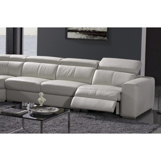 Canapé d'angle double relax cuir de buffle italien de luxe 7/8 places MAXIRELAX, blanc, angle gauche