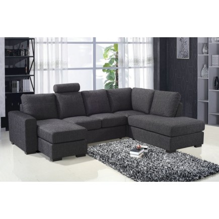 Canapé d'angle en tissu de qualité MODULAR, gris foncé, angle droit