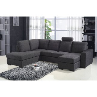Canapé d'angle en tissu de qualité MODULAR, gris foncé, angle gauche