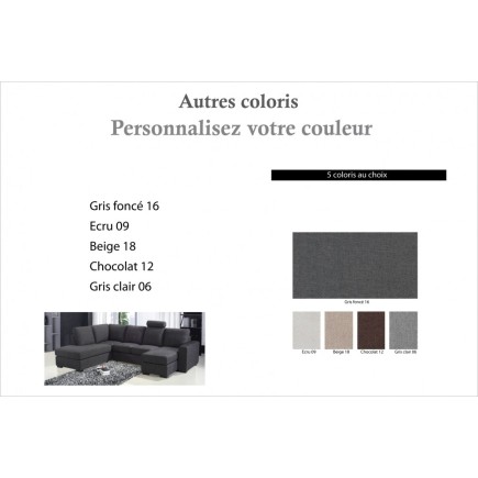 Canapé d'angle en tissu de qualité MODULAR, couleur personnalisée, angle gauche