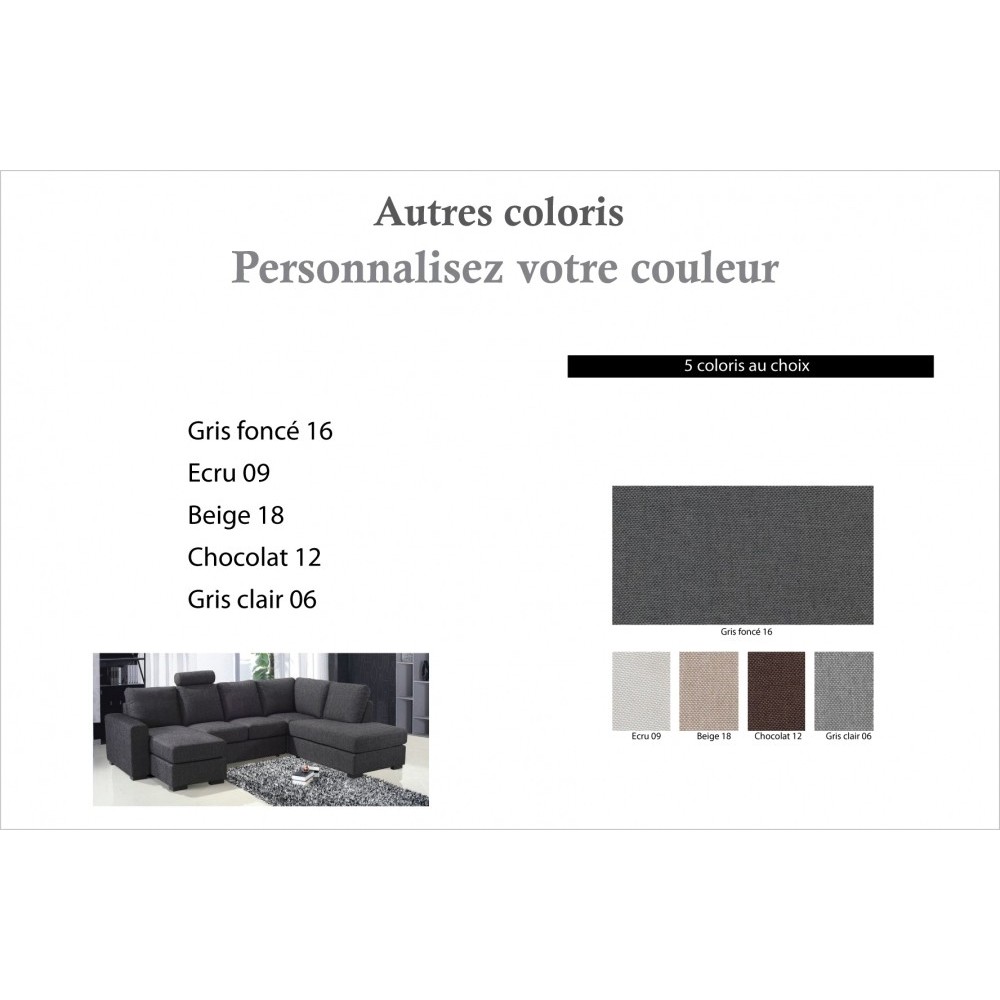 Canapé d'angle en tissu de qualité MODULAR 1, couleur personnalisée, angle droit, 6/7 Places