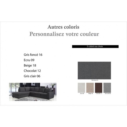Canapé d'angle en tissu de qualité CARLOS, couleur personnalisée, angle gauche
