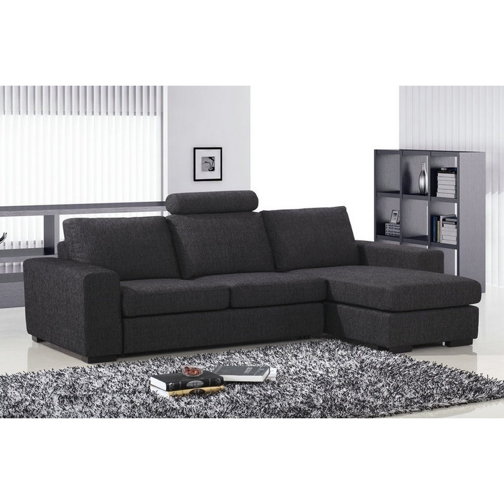 Canapé d'angle en tissu de qualité ZENITH, gris foncé, angle droit, 4/5 places