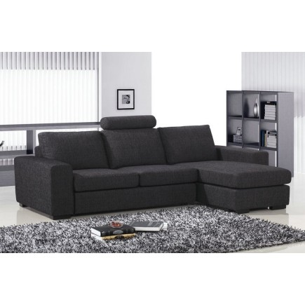 Canapé d'angle en tissu de qualité ZENITH, gris foncé, angle droit
