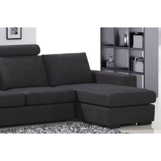 Canapé d'angle en tissu de qualité ZENITH, gris foncé, angle droit
