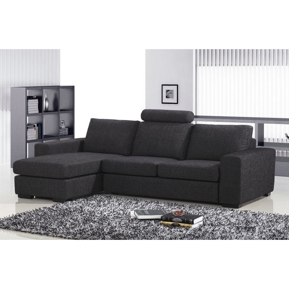Canapé d'angle en tissu de qualité ZENITH, gris foncé, angle gauche, 4/5 places