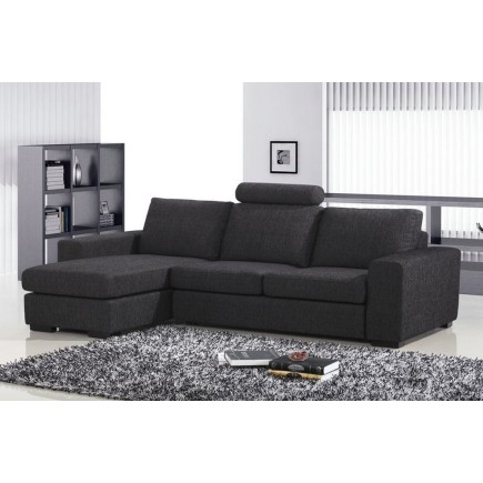 Canapé d'angle en tissu de qualité ZENITH, gris foncé, angle gauche