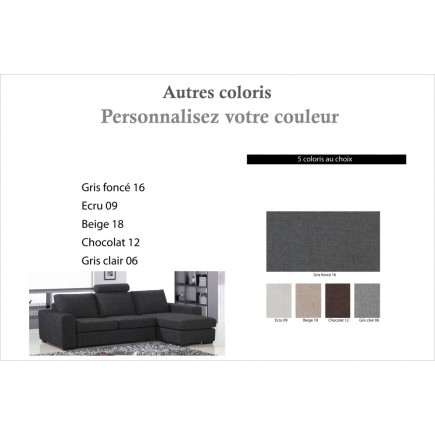 Canapé d'angle en tissu de qualité ZENITH, couleur personnalisée, angle droit