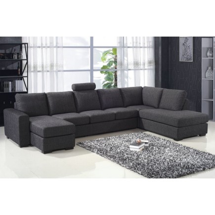 Canapé d'angle en tissu de qualité MIAMI, gris foncé, angle droit