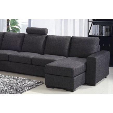 Canapé d'angle en tissu de qualité MIAMI, gris foncé, angle gauche, 7/8 places
