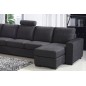 Canapé d'angle en tissu de qualité MIAMI, gris foncé, angle gauche, 7/8 places