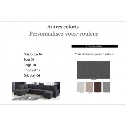 Canapé d'angle en tissu de qualité MIAMI, couleur personnalisée, angle gauche