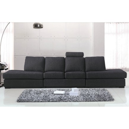 Canapé 6 places en tissu de qualité GALLA, gris foncé