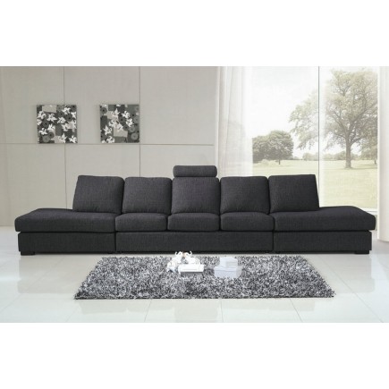 Canapé 7 places en tissu de qualité LIVING, gris foncé