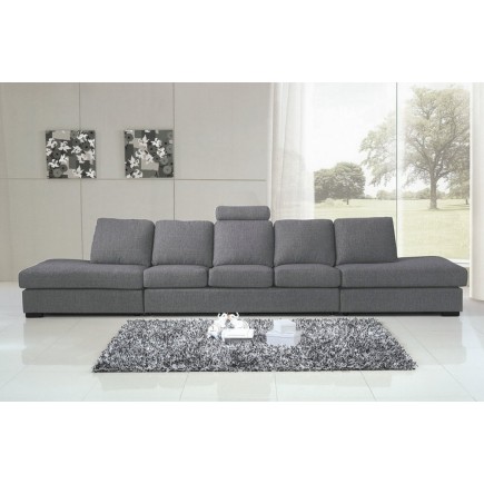 Canapé 7 places en tissu de qualité LIVING, gris clair