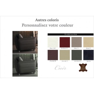 Fauteuil 1 place en cuir italien buffle DANEMARK, couleur personnalisée