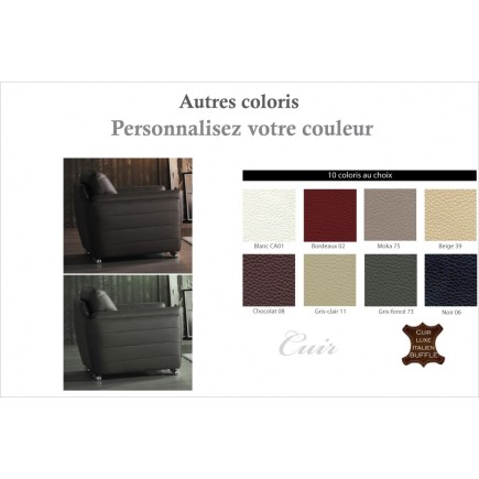 Fauteuil 1 place en cuir italien buffle DANEMARK, couleur personnalisée