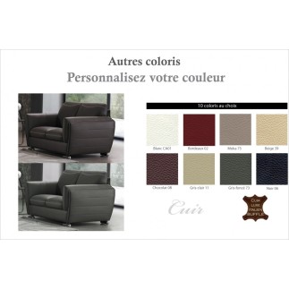 Canapé 2 places en cuir italien buffle DANEMARK, couleur personnalisée