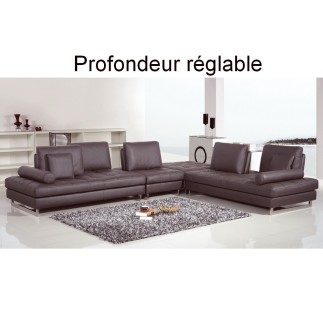 Canapé d'angle en cuir buffle italien de luxe 7/8 places PENTHOUSE, chocolat, angle droit