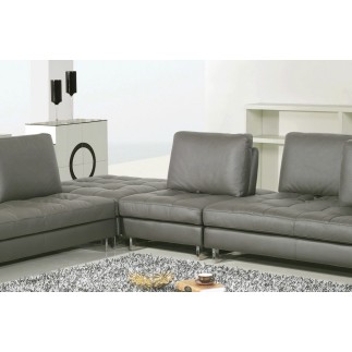 Canapé d'angle en cuir buffle italien de luxe 7/8 places PENTHOUSE, gris foncé, angle gauche