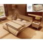 Lit design en cuir italien de luxe BELIA, beige, avec 1 chevet Erima inclus, 140x190