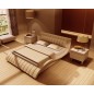 Lit design en cuir italien de luxe BELIA, beige, avec 1 chevet Erima inclus, 140x190