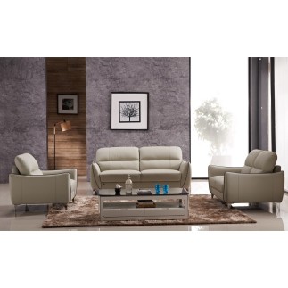 Fauteuil 1 place en cuir italien buffle RIVOLI, beige et liseret chocolat