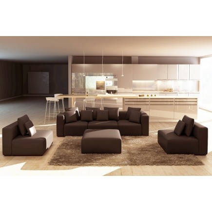 Canapé modulable COMBINO CUIR PRESTIGE LUXE, chocolat