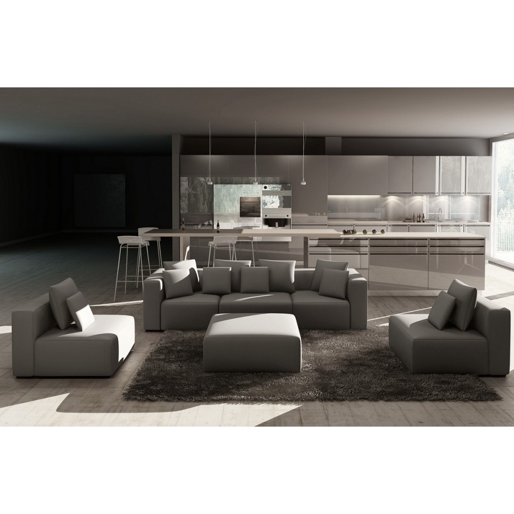Canapé modulable COMBINO CUIR PRESTIGE LUXE, NOIR