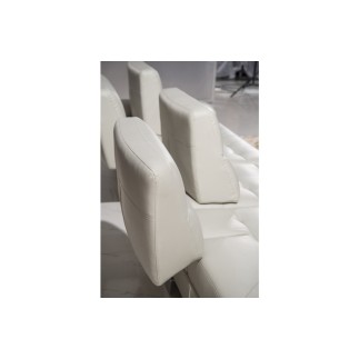 Canapé d'angle en cuir de buffle italien de luxe 6/7 places, GIOVANI, gris clair, angle gauche