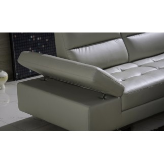 Canapé d'angle en cuir de buffle italien de luxe 6/7 places GIOVANI, gris clair, angle droit