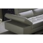 Canapé d'angle en cuir de buffle italien de luxe 6/7 places GIOVANI, gris clair, angle droit