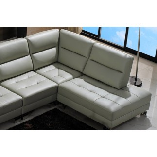 Canapé d'angle en cuir de buffle italien de luxe 6/7 places GIOVANI, gris clair, angle droit