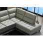 Canapé d'angle en cuir de buffle italien de luxe 6/7 places GIOVANI, gris clair, angle droit
