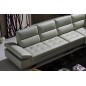 Canapé d'angle en cuir de buffle italien de luxe 6/7 places GIOVANI, gris clair, angle droit