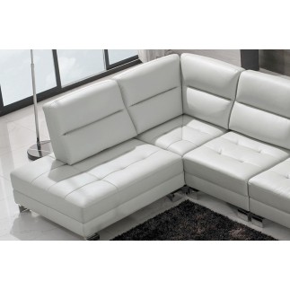 Canapé d'angle en cuir de buffle italien de luxe 6/7 places GIOVANI, blanc, angle gauche