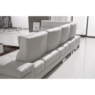 Canapé d'angle en cuir de buffle italien de luxe 6/7 places GIOVANI, blanc, angle gauche