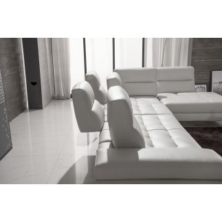 Canapé d'angle en cuir de buffle italien de luxe 6/7 places GIOVANI, blanc, angle droit